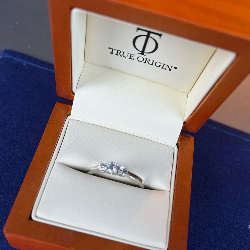 True Origin 3 Stone Engagement Ring